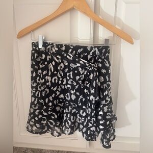 ALTAR'D STATE | Black & White Leopard Ruffle Hem Skirt | Size Small